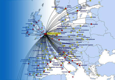 destinacije Ryanair iz Londona